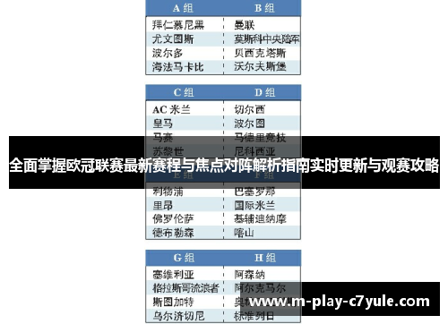 全面掌握欧冠联赛最新赛程与焦点对阵解析指南实时更新与观赛攻略